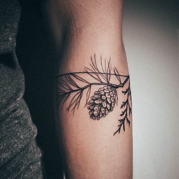 Girl With Feminine Pine Tree Tattoo