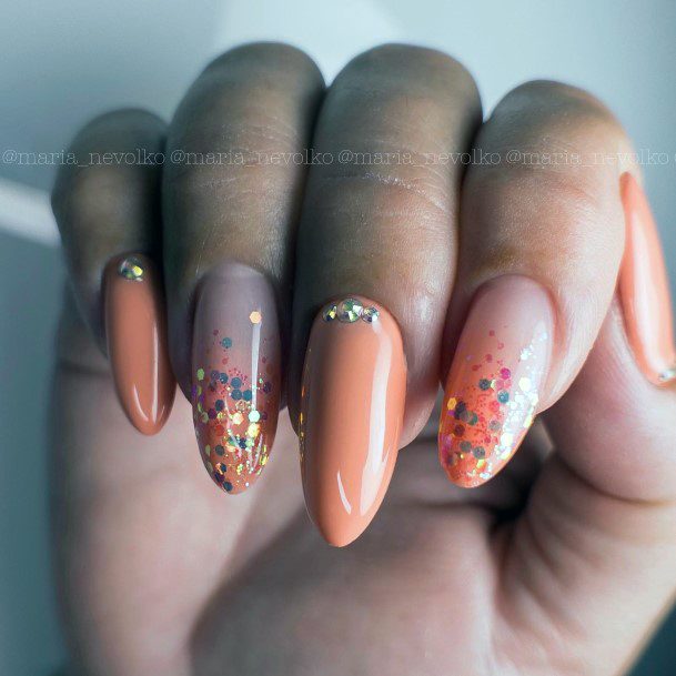 Girl With Feminine Pink And Orange Nail