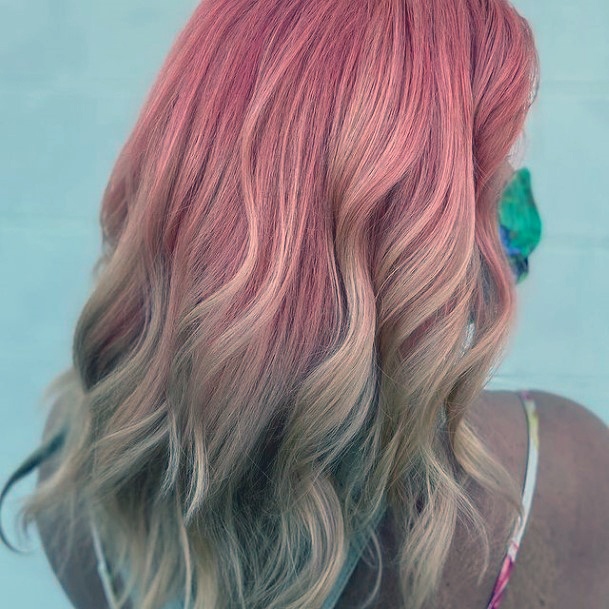 Girl With Feminine Pink Ombre Hairstyles