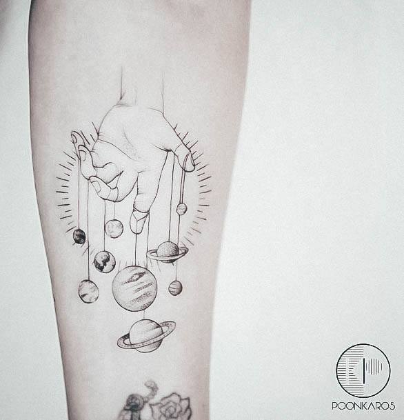 Girl With Feminine Planet Tattoo