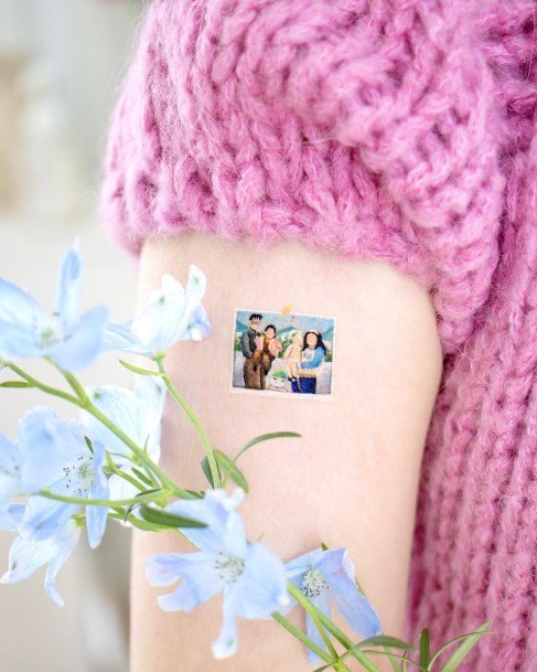 Girl With Feminine Polaroid Tattoo