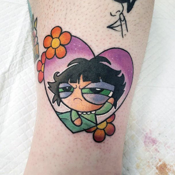 Girl With Feminine Powerpuff Girls Buttercup Tattoo