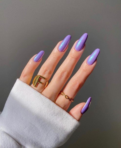 Girl With Feminine Purple Nail