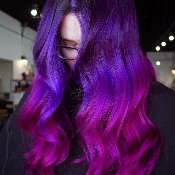 Girl With Feminine Purple Ombre Hairstyles