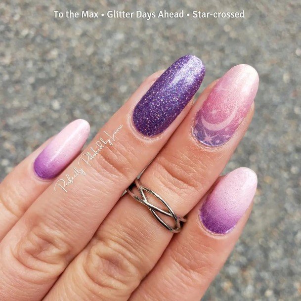 Girl With Feminine Purple Ombre Nail