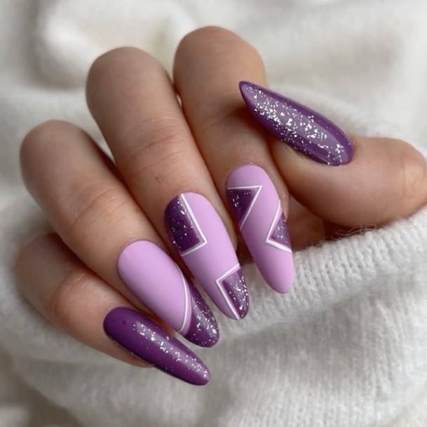 Girl With Feminine Purple Summer Nail