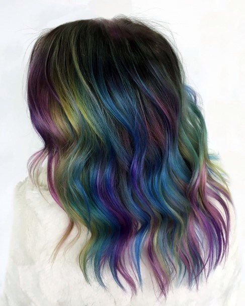 Girl With Feminine Rainbow Hairstyles