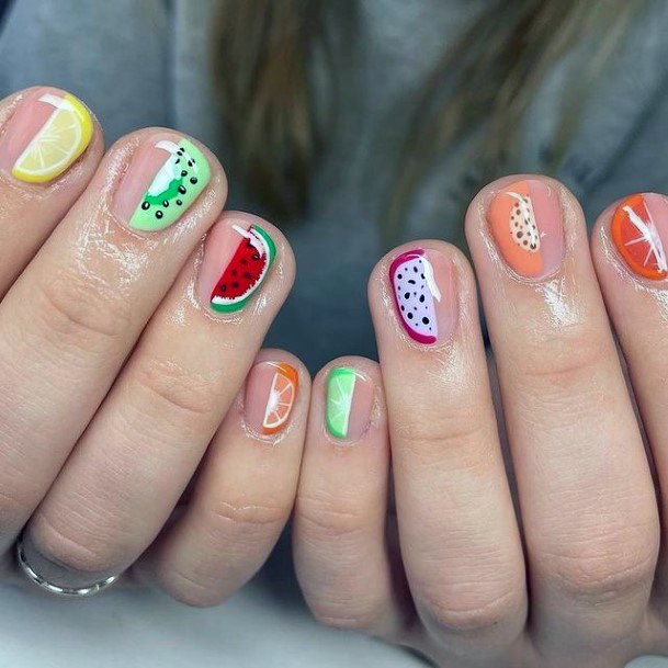 Girl With Feminine Red Summer Nail