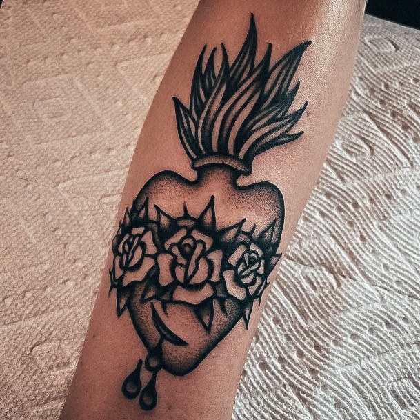 Girl With Feminine Sacred Heart Tattoo