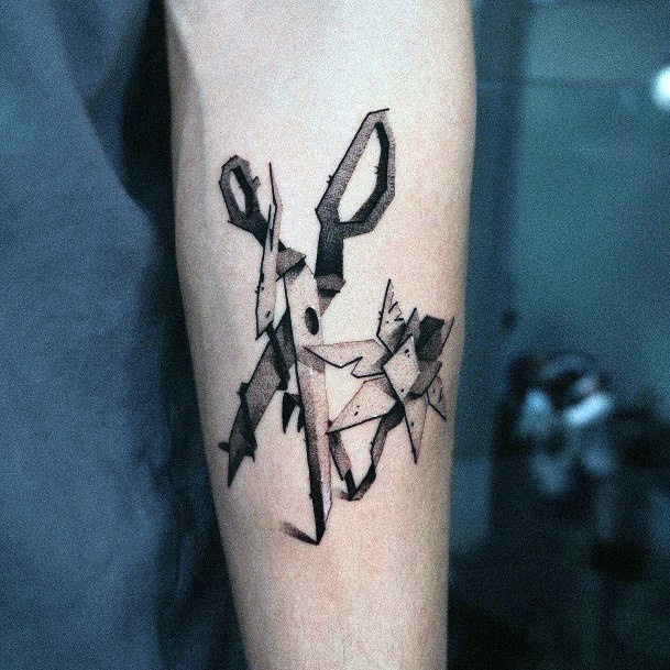 Girl With Feminine Scissors Tattoo