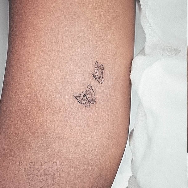 Girl With Feminine Small Butterfly Tattoo