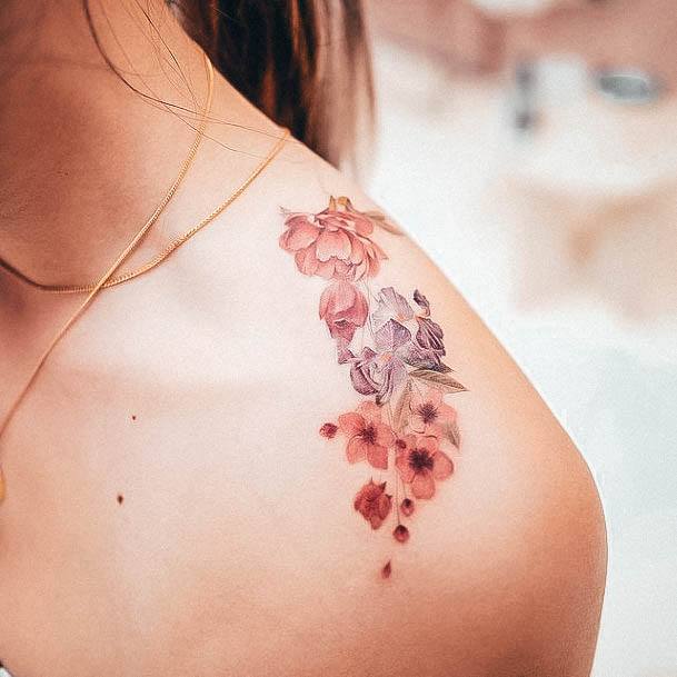 Girl With Feminine Small Flower Tattoo