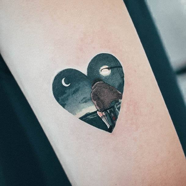Girl With Feminine Small Heart Tattoo