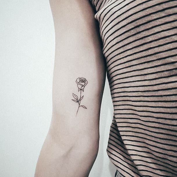 Girl With Feminine Small Rose Tattoo