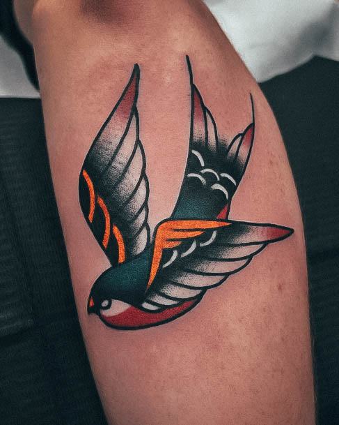 Girl With Feminine Small Sparrow Tattoo