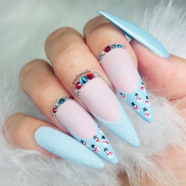 Girl With Feminine Snowman Nail