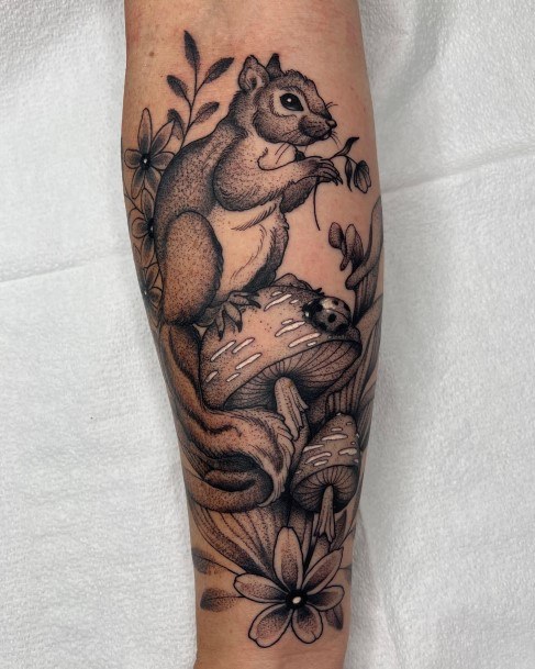 Girl With Feminine Squirrel Tattoo