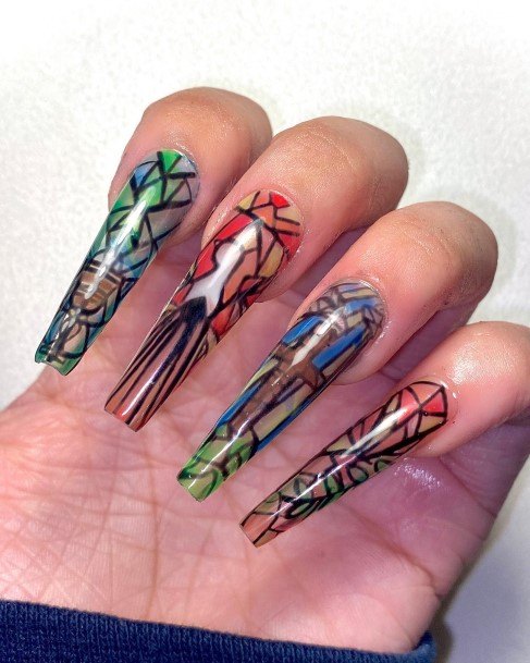 Girl With Feminine Stained Glass Nail