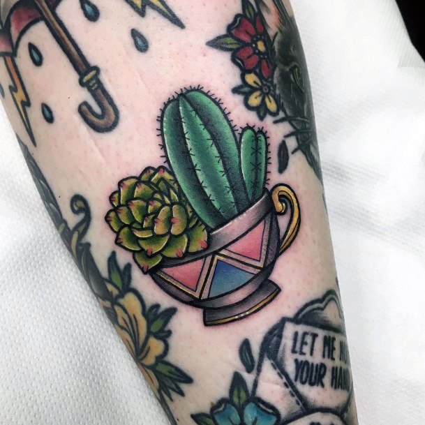 Girl With Feminine Succulent Tattoo