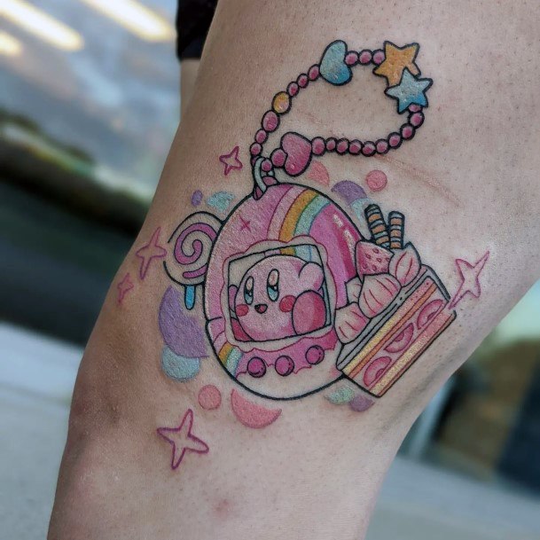 Girl With Feminine Tamagotchi Tattoo