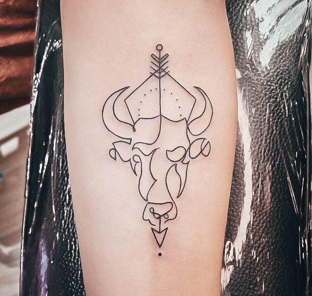 Girl With Feminine Taurus Tattoo