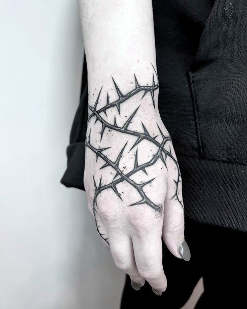 Girl With Feminine Thorns Tattoo