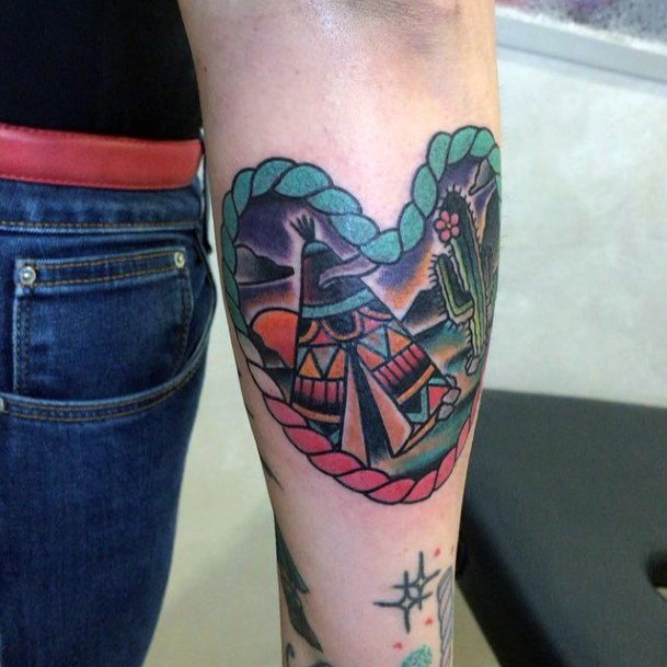 Girl With Feminine Tipi Tattoo