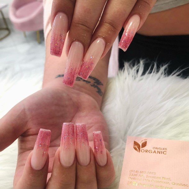 Girl With Feminine Translucent Pink Nail