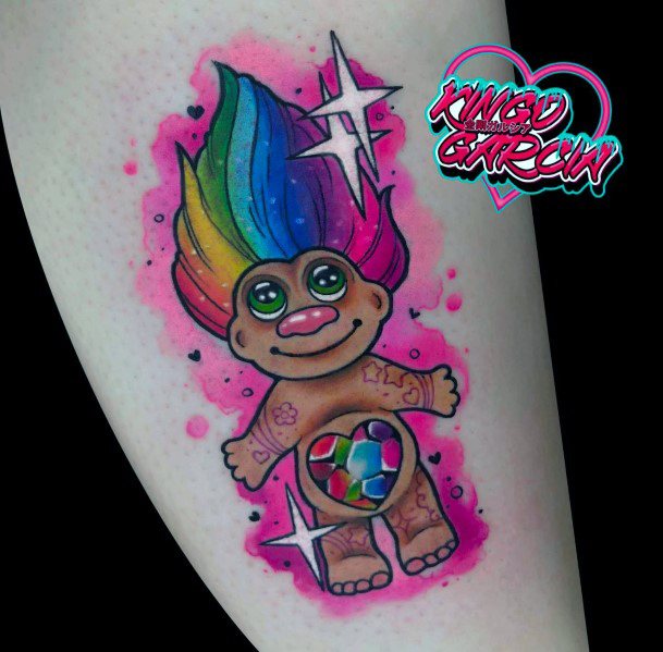 Girl With Feminine Troll Doll Tattoo