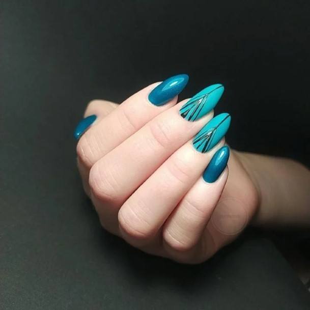 Girl With Feminine Turquoise Ombre Nail