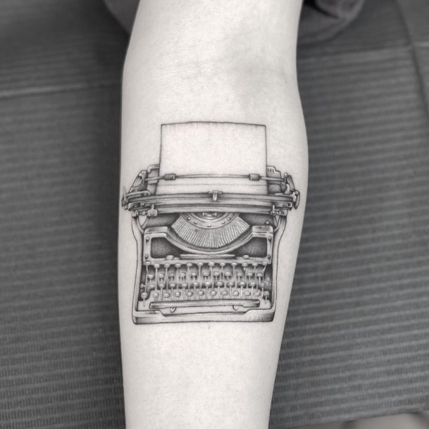 Girl With Feminine Typewriter Tattoo