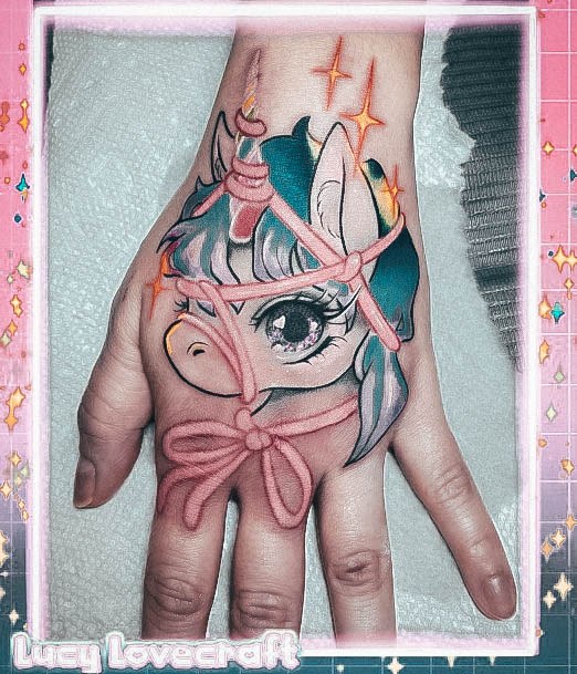 Girl With Feminine Unicorn Tattoo