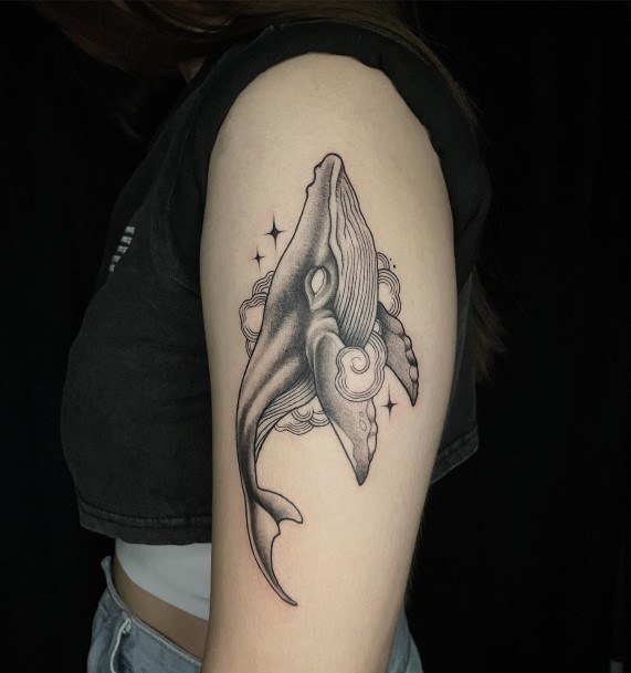 Girl With Feminine Whale Tattoo