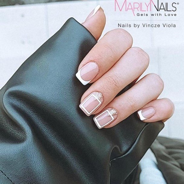 Girl With Feminine White And Nude Nail