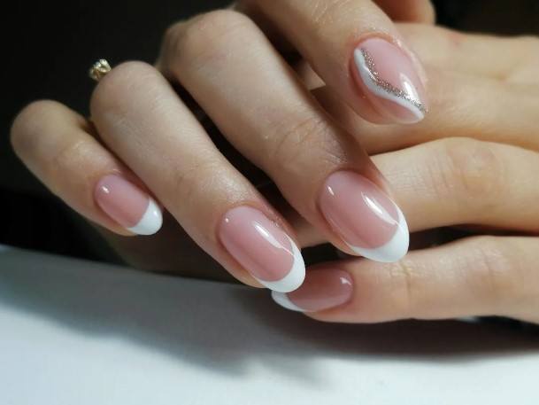 Girl With Feminine White French Nail