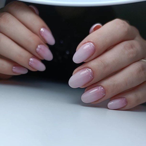 Girl With Feminine White Ombre Nail