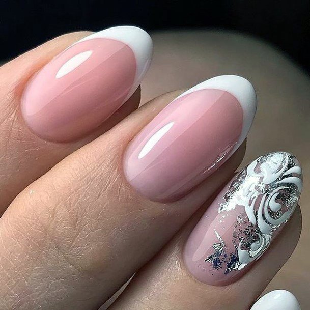 Girl With Feminine White Prom Nail