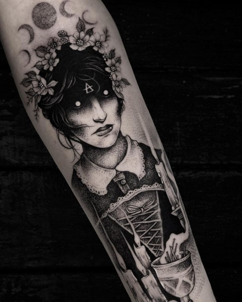 Girl With Feminine Witch Tattoo