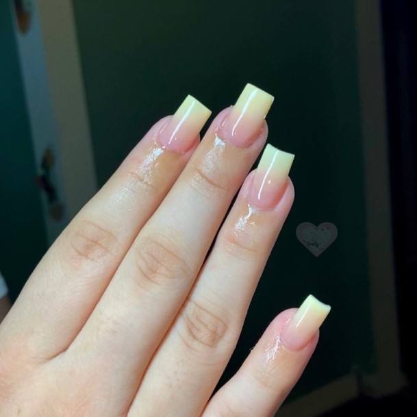 Girl With Feminine Yellow Square Nail