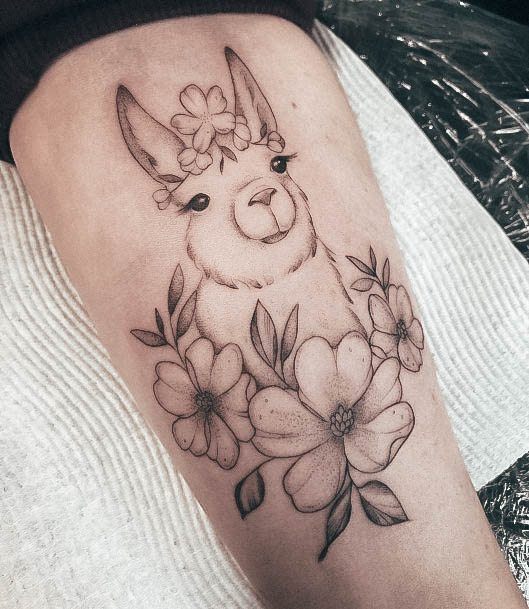 Girl With Graceful Alpaca Tattoos