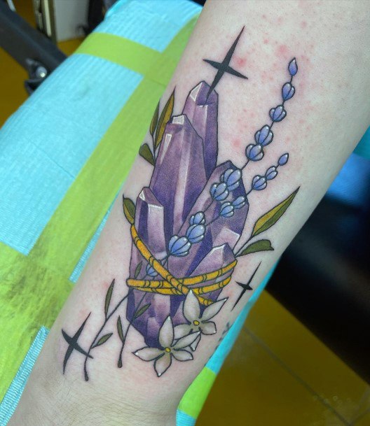 Girl With Graceful Amethyst Tattoos