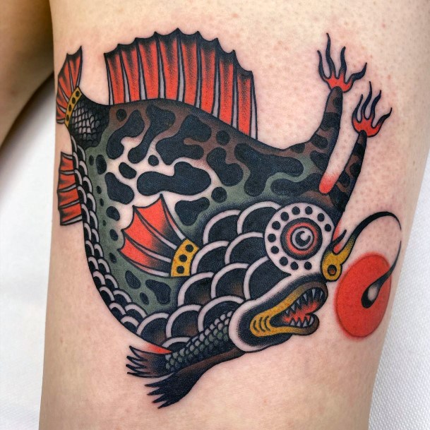 Girl With Graceful Anglerfish Tattoos