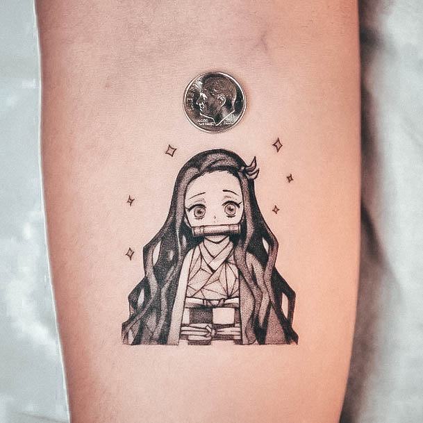 Girl With Graceful Anime Tattoos