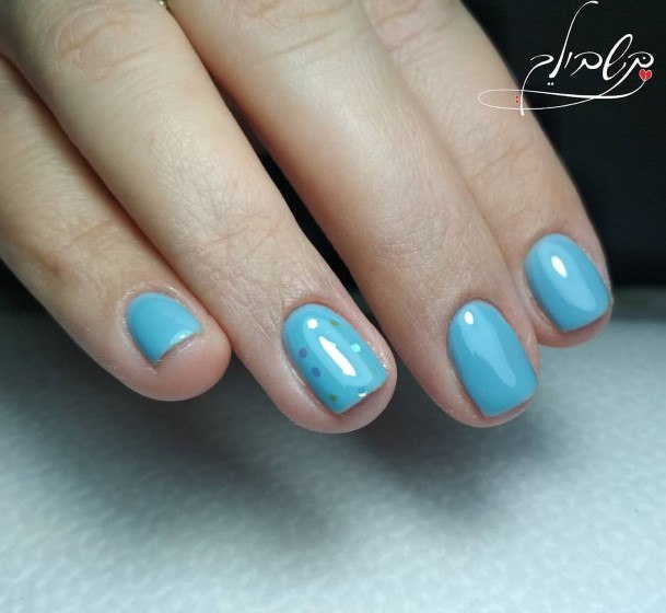 Girl With Graceful Azure Nails