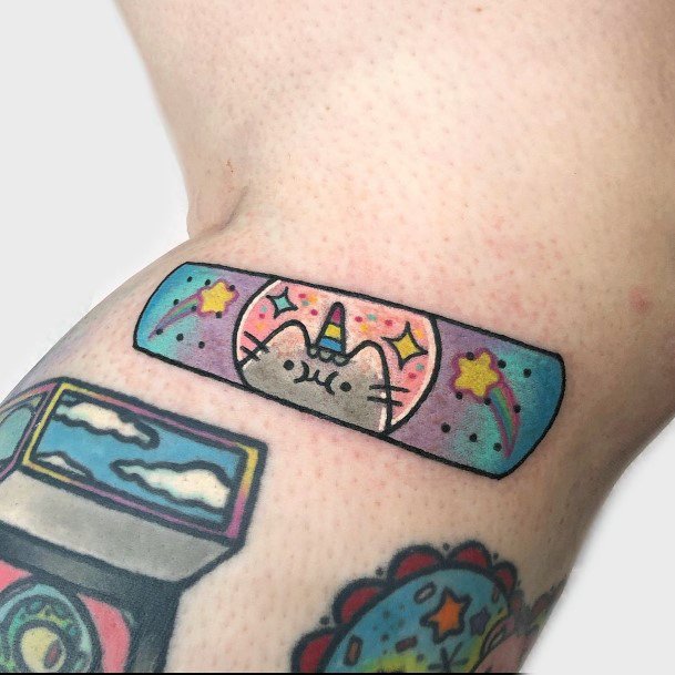 Girl With Graceful Bandaid Tattoos