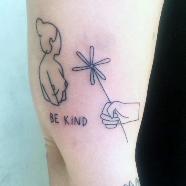 Girl With Graceful Be Kind Tattoos