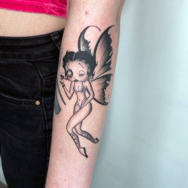 Girl With Graceful Betty Bop Tattoos