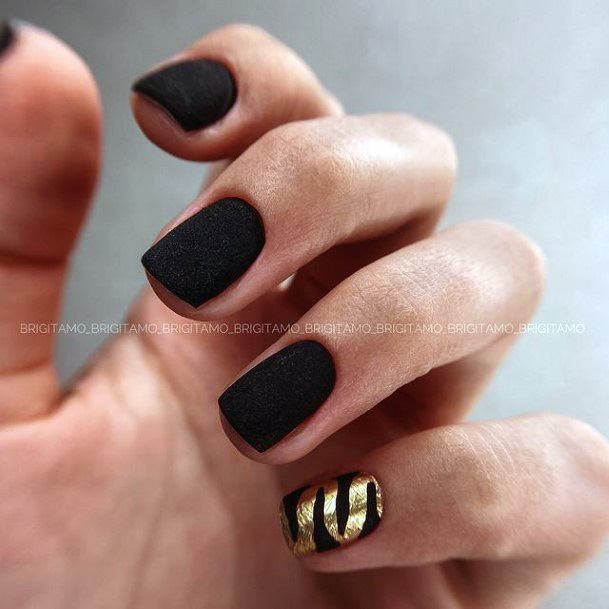 Girl With Graceful Black Dress Nails