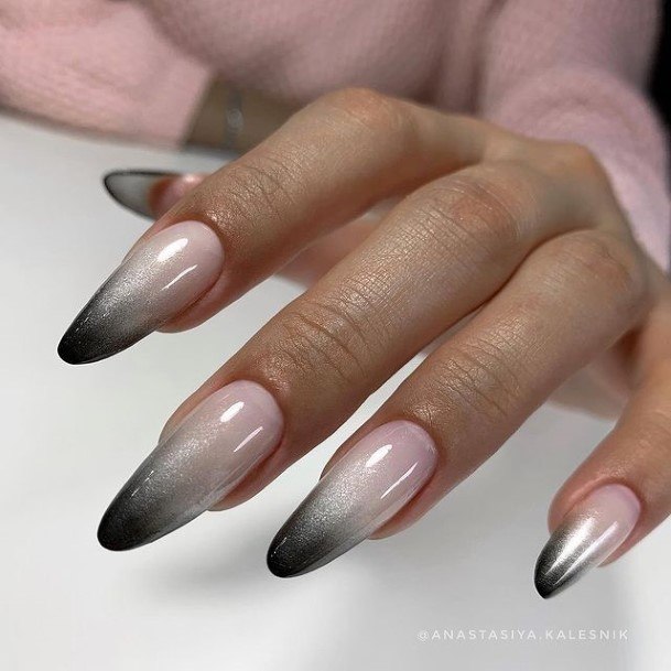 Girl With Graceful Black Prom Nails