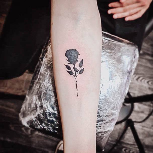 Girl With Graceful Black Rose Tattoos